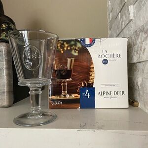 Brand new Set of 4 8.8 oz la rochere alpine deer wine clear glasses France